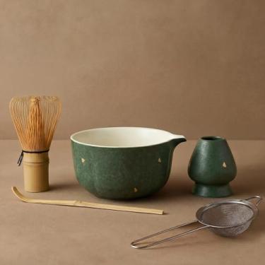 Imagem de KOIMYSA Conjunto de batedor Matcha com tigela de cerâmica e suporte para colher de peneira, conjunto matcha para mulheres e homens, 5 peças, conjunto de tigelas matcha, presentes para amantes de chá