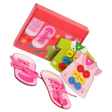 Imagem de Generic Crianças Threading Jogo de Madeira Laço Brinquedo Aprendizagem Precoce Habilidades de Costura Desenvolvimento Presente Ideal para Professores de Jardim de Infância, Madeira (Garota)