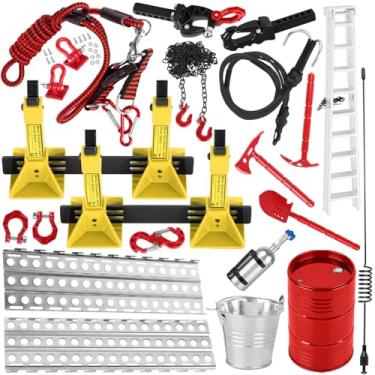 Imagem de ARRCat RC Decoration Upgrades Part for 1/10 SCX10,Trx4/6,GEN7/8,Jack,Fuel Tank,Shovel,Axe,Trailer Chain/Hook/Rope/Receiver/Elastic Force Rope,Antenna,Nitrogen Bottle,Ladder,Recovery Board,Black