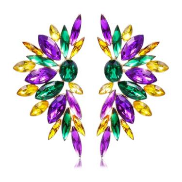 Imagem de CSIYANJRY99 Brincos femininos com strass com glitter, moderno, colorido, cristal, aglomerado, pingente, vestido de formatura, joias, Medium, Metal, Sem pedra preciosa