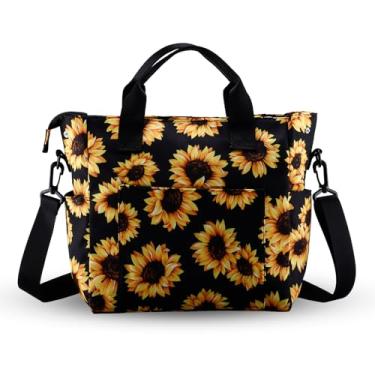 Imagem de HAWEE Bolsa tiracolo feminina – Bolsa de mão casual resistente à água com vários bolsos, alça ajustável, Girassol, Medium, Bolsa de ombro