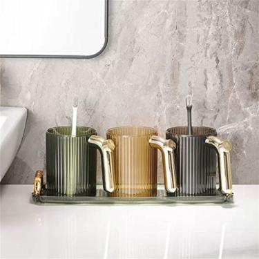 Imagem de Copo de escovação, conjunto de copos de plástico para enxaguante bucal para casa copo de escova de dentes para casal