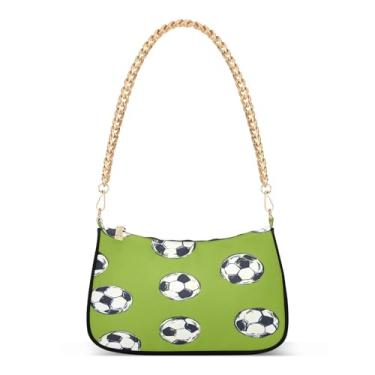 Imagem de CEBUGI Bolsa tiracolo feminina bolsa de ombro bolsa de bola de futebol elegante bolsa clutch com alça de corrente