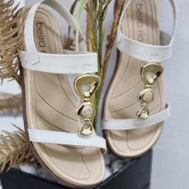 Imagem de Sandália Rasteirinha Feminina Detalhe no Cabedal Beira Rio, 36, Branco