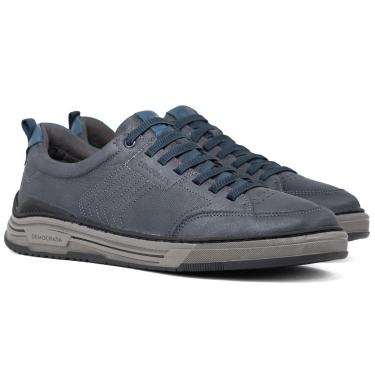 Imagem de Tênis Masculino Democrata Casual Denim Dylan Couro Cadarço Elástico 640101 Cor:;Tamanho:37-Masculino