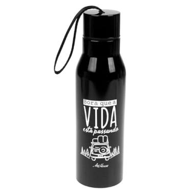 Imagem de Garrafa Termica Inox 650ml Isotermica Com Alca Emborrachada Colorida Compacta Para Academia Viagens Trabalho Esportes Presente (PRETO)