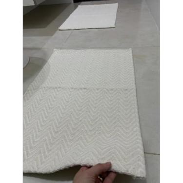 Imagem de Tapete para Banheiro 2 Peças Algodão Antiderrapante Lavável na Máquina Alta Absorção (02 peças-zig cru)