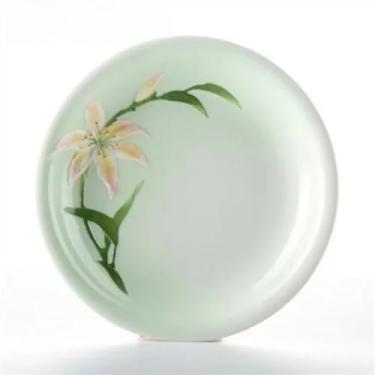 Imagem de FENNYYAR Prato de frutas doméstico de cerâmica Deus da riqueza, 21,5 cm 21,6 cm, prato de oferta frontal de Buda Bodhisattva