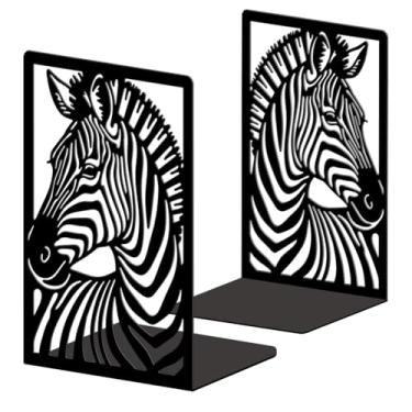 Imagem de Peacoblue Suportes de livros de metal para prateleiras, tampas de livros de estudo resistentes decorativas modernas para escritório, mesa, prateleira, sala 13,5 x 10,9 x 20,1 cm de ferro fundido