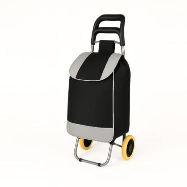 Imagem de Carrinho de Feira e Compras Reforçado – Dobrável com Bolsa Grande Impermeável e Rodas(PRETO)