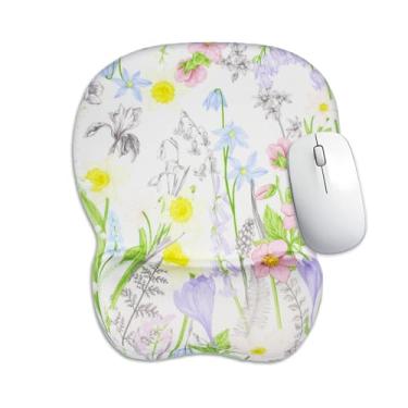 Imagem de Aganmi Mouse pad ergonômico floral fofo com descanso de pulso, base de borracha antiderrapante para alívio da dor, computador, laptop, casa, escritório, decoração acessórios, presentes engraçados de