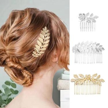 Imagem de 5 peças de acessório de pente de cabelo de folha elegante, uma peça de metal estilo vintage, adequado para casamentos e aniversários.