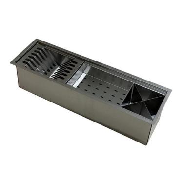 Imagem de Calha Canal Organizador inox 304 Escorredor de Louça Multiuso Preto 60