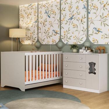 Imagem de Berço Americano 3 em 1 com Cômoda 1 Porta 4 Gavetas Teddy Multimóveis MP4723