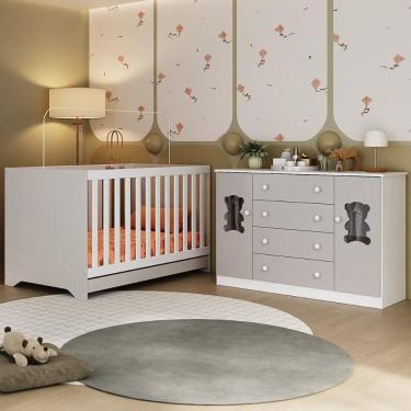 Imagem de Berço Americano 3 em 1 com Cômoda 2 Portas 4 Gavetas Teddy Multimóveis MP4727