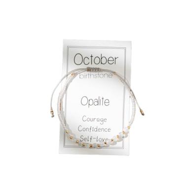 Imagem de KZL Pulseiras com contas de cristal de pedra do mês de nascimento, pulseiras elásticas com contas de semente de cristal boêmio para mulheres e homens, alívio da ansiedade, pulseira de 12 meses, joia