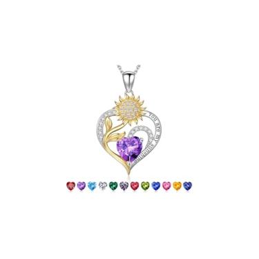 Imagem de Iefil Presentes de Dia das Mães - Presentes de girassol para mulheres, colar de girassol, colar de pedra do mês de nascimento para mulheres, presente de aniversário para mãe, You Are My Sunshine, joia