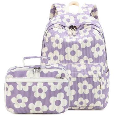 Imagem de Mochila Bluboon Morada con Flores 40x30x13cm Conjunto Infantil