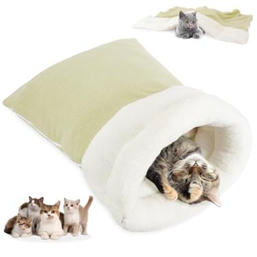Imagem de DOLEEYAE Saco de dormir para gatos com zíper – Saco de cama macio e durável e aconchegante para animais de estimação, lavável na máquina, leve e portátil para gatos internos e animais de estimação