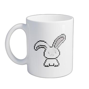 Imagem de Caneca Xícara de Café Porcelana 300ml Com Desenho Coelho Pixelado