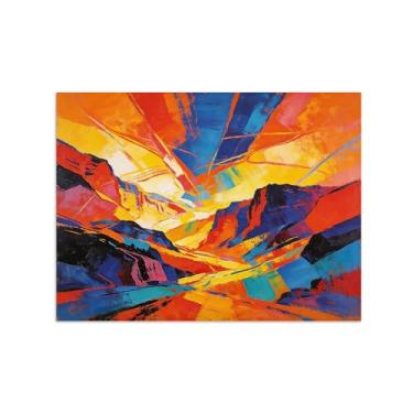 Imagem de Impressões abstratas em tela-Quadro texturizado para parede-Azul vermelho e amarelo 7-Pintura moderna para sala de estar 40x50cm Sem Moldura