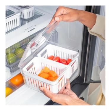 Imagem de Kit 4 Organizadores De Geladeira em Acrílico 2,8L e 2,2L Clear Fresh Prático e Funcional para Uso Diário