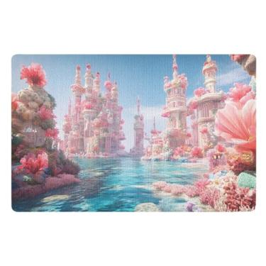 Imagem de Tapete de cachorro enlameado durável com sapatos rosa fantasia subaquática, tapete de entrada, decoração para porta da frente, entrada externa