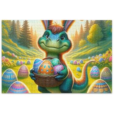 Imagem de Quebra-cabeça de 500 peças de coelho da páscoa de desenho animado ovos de dinossauros adultos presentes de elefantes brancos presentes masculinos estampa animal única flor