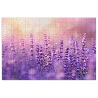 Imagem de Quebra-cabeça com flores de campo de lavanda 1000 quebra-cabeças para adultos arte pintura arte quebra-cabeça divertido bobo