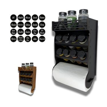 Imagem de Porta Tempero de Parede 8 Potes com Local Para Colocar Potes de Sal e Cartela de Etiquetas (Tabaco)