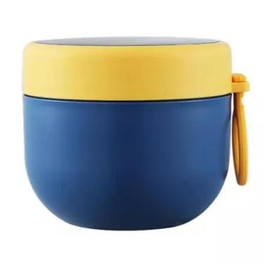 Imagem de JCHO marmita térmica para comida com a colher lancheira térmica 600ml marmita infantil (Azul)
