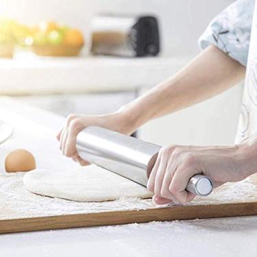 Imagem de GLOGLOW Rolo de Aço Inoxidável, Rolo de Massa Antiaderente para Assar Torta de Pizza de Pão, Com Superfície Lisa e Pesada para Ferramenta de Cozinha de Pressão Sem Esforço (Sliver4)