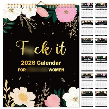 Imagem de JAPBOR Calendário feminino Fu-ck It – Calendário de parede engraçado 2026 para mulheres cansadas, agenda suspensa de 12 meses para escritório em casa, engraçado, palavrão, citações, organizador mensal