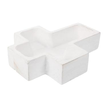 Imagem de Cabilock Bandeja de frutas em forma de cruz de madeira bandeja de servir comida de grande capacidade para lanches, bolos de nozes multiuso, prato de exibição de cozinha doméstica