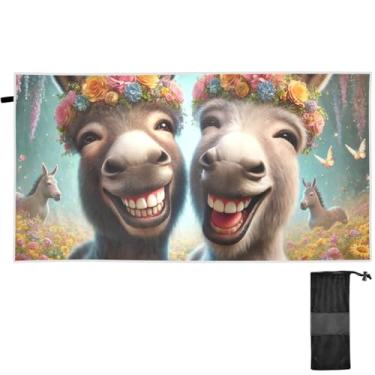 Imagem de TSENQUE Toalha de praia grande de burro fofo rindo toalhas de praia turcas para adultos sem areia toalhas de praia finas fofas e finas essenciais de praia de secagem rápida para mulheres 180 x 70 cm