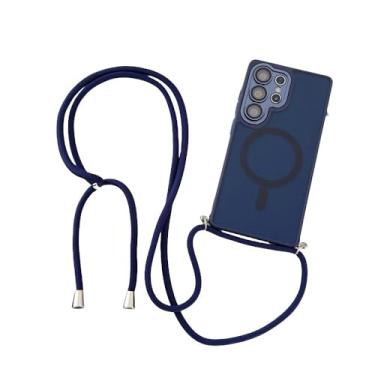 Imagem de Cordão ajustável com cordão para carregamento sem fio e capa protetora de lente para Samsung S25 S23 S24 Ultra S22 Plus, azul, para S25