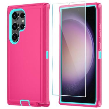 Imagem de ONOLA Capa de celular para Samsung Galaxy S23 Ultra com protetor de tela HD, resistente, à prova de choque e à prova de quedas, capa de telefone de 3 camadas para Galaxy S23 Ultra de 6,8 polegadas