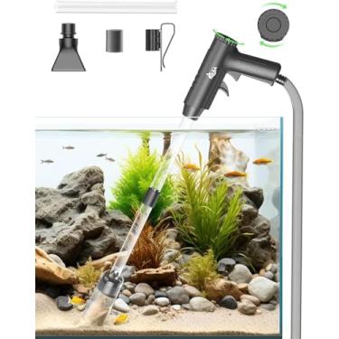 Imagem de AQQA Limpador de cascalho para aquário, 4 em 1 com potência de sucção manual para aspirador de pó de cascalho para aquário com ajuste de fluxo de água, uso para limpeza de tanque de peixes, areia de