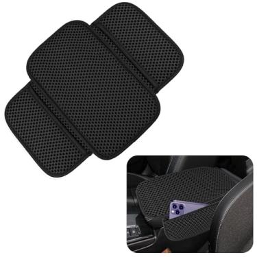 Imagem de ongfuwu Capa de console central de carro, capa de apoio de braço de seda gelada de resfriamento de 12,4" × 7,5 cm para carros, almofada de apoio de braço automotivo respirável com bolso de