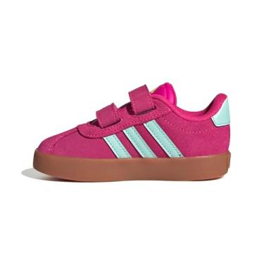 Imagem de adidas Tênis infantil unissex Vl Court 3.0 com cadarço, Rosa choque/semi flash aqua/limão lúcido, 15