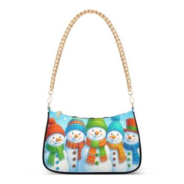 Imagem de Linda bolsa de ombro com corrente de Natal de boneco de neve com tema de inverno Hobo para uso diário e festa
