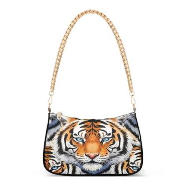 Imagem de Bolsa feminina com corrente de ombro vibrante em aquarela, estampa artística Hobo, bolsa clutch moderna média