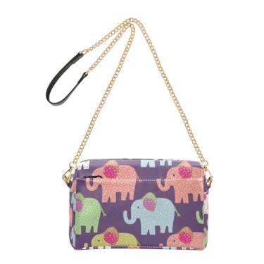 Imagem de Joitme Bolsa tiracolo feminina para celular com alça de corrente de bolinhas coloridas em couro PU