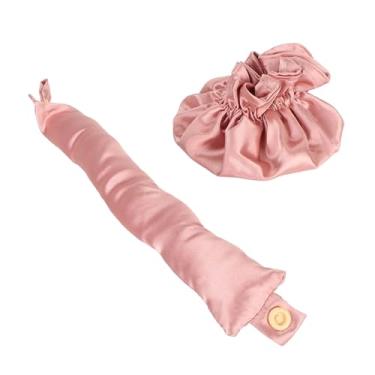 Imagem de Cryfokt Kit de Modelagem de Cabelo Com Pão Sem Calor, Modelador de Pano Macio para Cachos Sem Calor, Fácil de Usar para Todos Os Tipos de Cabelo (Rosa empoeirado)