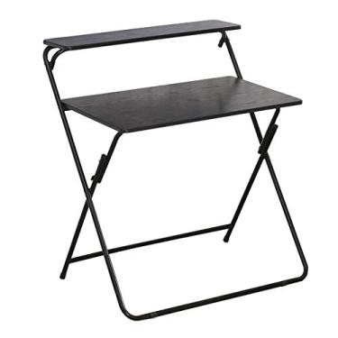 Imagem de Mesa de computador, mesa dobrável, moderna e simples, mesa de estudo, armazenamento duplo, para casa, espaço pequeno, sem necessidade de montagem, 80 x 50 cm (A)