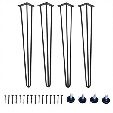 Imagem de Conjunto de 4 pernas de grampo de cabelo, pernas de mesa de 3 hastes resistentes, pernas de mesa de centro, pés de móveis, perfeitos para bancos, cadeiras de mesa faça-você-mesmo, vêm com parafusos e