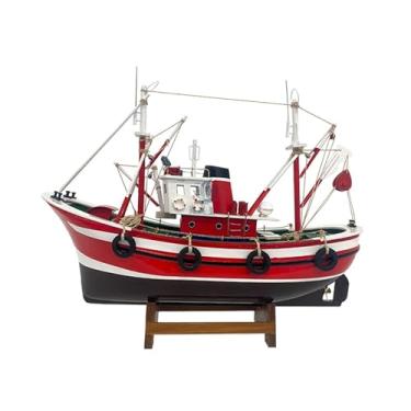 Imagem de Modelo de Vela Artesanato de Madeira para Homens Meninos Peça Decorativa para Escritório e Sala de Estar 33 Polegadas de Comprimento (Vermelho)
