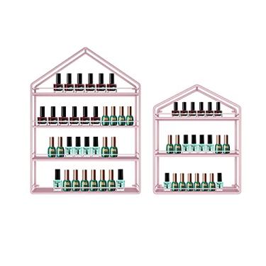 Imagem de Prateleiras de metal para guardar esmaltes de parede prateleira de esmalte de metal de 3/4 camadas prateleira de esmalte de óleo essencial, loja de salão de unhas, prateleira de ferro para exibição de