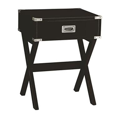 Imagem de Mesa de cabeceira redonda moderna, mesa lateral vintage com 1 gaveta, mesa lateral de sofá industrial com moldura em forma de X, móveis para sala de estar, quarto, espaços pequenos (