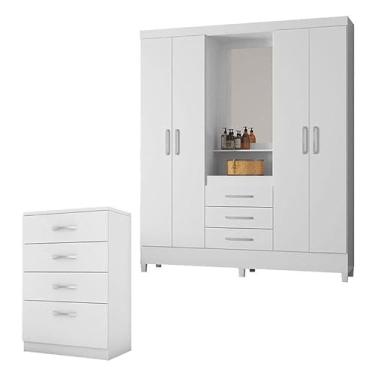 Imagem de Cômoda Astral e Guarda Roupa Casal Capelinha PÃ:copyright:rsia Branco Flex - Demóbile